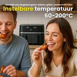 Dubbele Airfryer XXL 9L - 2×4.5L - 3200W - 11 Programma’s - Smart Finish & Match Cook - 60–200°C Instelbaar - PFAS-vrij - Vaatwasserbestendige Manden - COOK-IT — thumbnail 4