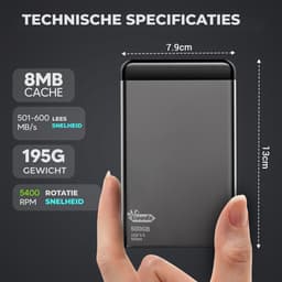 MrGoods Externe Harde Schijf 500GB – USB 3.0 – 2.5 inch HDD – Metaal/Kunststof Behuizing – Zwart — thumbnail 6