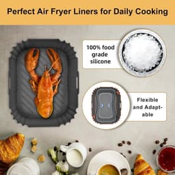 Voor Ninja Foodi Max Dual Zone Air Fryer Accessoires - Set van 2 vierkante siliconen bakplaten - Compatibel met AF300EU, AF400EU en andere Dual Zone-modellen - Grijs — thumbnail 8