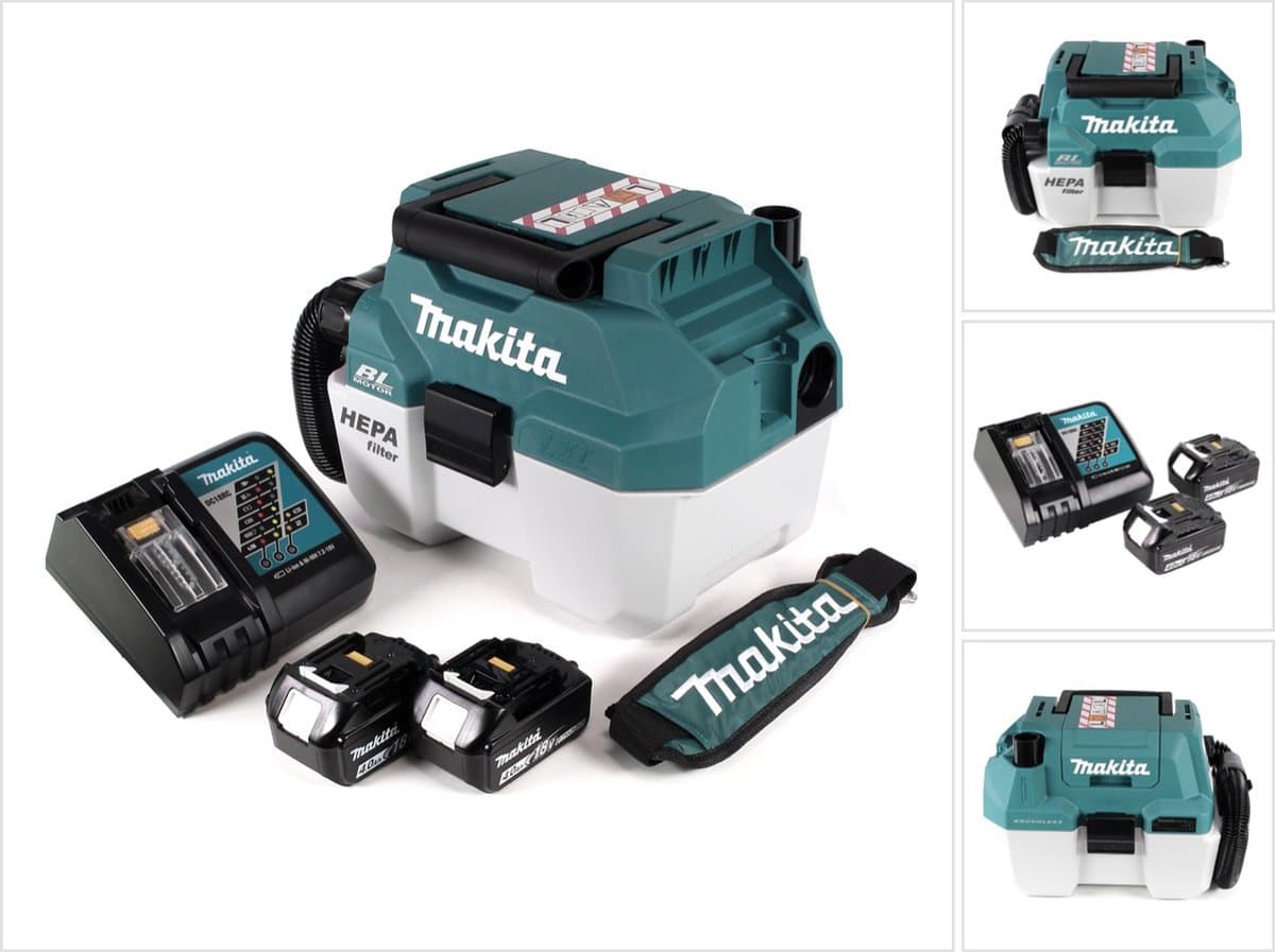 Makita DVC 750 LRMX3 accu stofzuiger nat- en droogzuiger 18 V draagbaar + 2x 4,0 Ah accu en lader - zonder accessoires — afbeelding 1