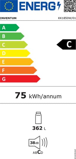 Inventum KK1850W energiezuinige koelkast 185 cm hoog - 362 liter - Kastmodel - Zonder vriesvak - Superkoelen - Energielabel C - Vrijstaand - Wit — thumbnail 2