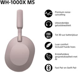 Sony WH-1000XM5 - Draadloze koptelefoon met Noise Cancelling - Smoky Pink / Roze — thumbnail 5
