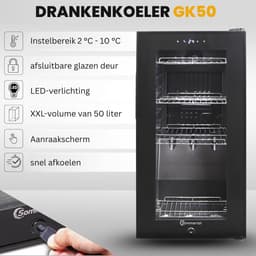 Sommertal Koelkast – Stille Drankkoelkast met LED Touchscreen en Slot – Mini Koelkast – 48L – Zwart — thumbnail 4