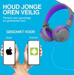 JLAB Jbuddies kinder Koptelefoon Draadloos – Koptelefoon kinderen geluidsdempend – Gehoorbescherming kinderen – Volumelimiet 84 dB – 24 uur batterijduur – Bluetooth - Grijs/Paars — thumbnail 17