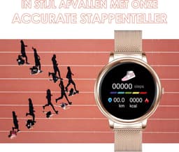 Darenci Smartwatch Classy Pro- Smartwatch dames - Smartwatch heren - Activity Tracker - Touchscreen - Stalen band - Dames - Heren - Horloge - Stappenteller - Bloeddrukmeter - Verbrande calorieën - Zuurstofmeter - Rosegoud - Spatwaterdicht — thumbnail 8