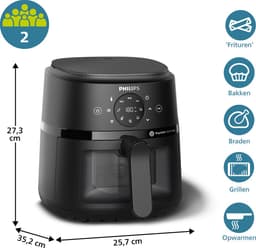 Philips 2000 Series Airfryer - NA210/00 - Kijkvenster - RapidAir - 3.2L - Tot 3 Personen - Zwart — thumbnail 7