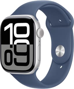 Apple Watch Series 10 - Wifi - 46mm - Zilverkleurig Aluminium Case met Denim Sportbandje - M/L — thumbnail 1