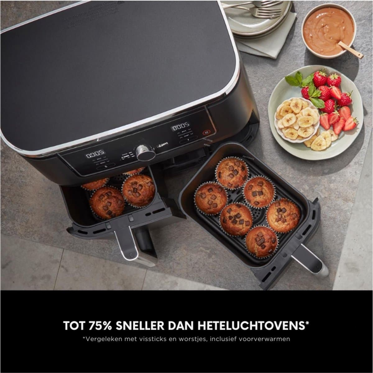 Foodi Max Dual Zone Airfryer – 2 Laden – 9.5L – 6-In-1 Functies – Olievrij – Anti-Aanbak – Vaatwasserbestendig – Zwart — afbeelding 1