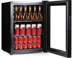 PRIMO PR179BC Drankkoelkast - Minibar - Mini Koelkast - Glazen deur - Vrijstaand - 60L - D - Zwart