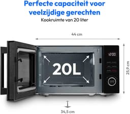 MEDION Magnetron met grill (20 L, 800 W magnetron, 1000 W grill, 9 automatische programma’s incl. ontdooien, 5 standen, 95 min timer, draaiplateau, MD12021), zwart — thumbnail 8