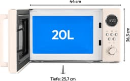 MEDION retro magnetron (20 liter, ca. 800 watt, 5 magnetronstanden, 8 automatische programma's, digitaal display, ontdooifunctie, compact, MD15000) beige — thumbnail 6