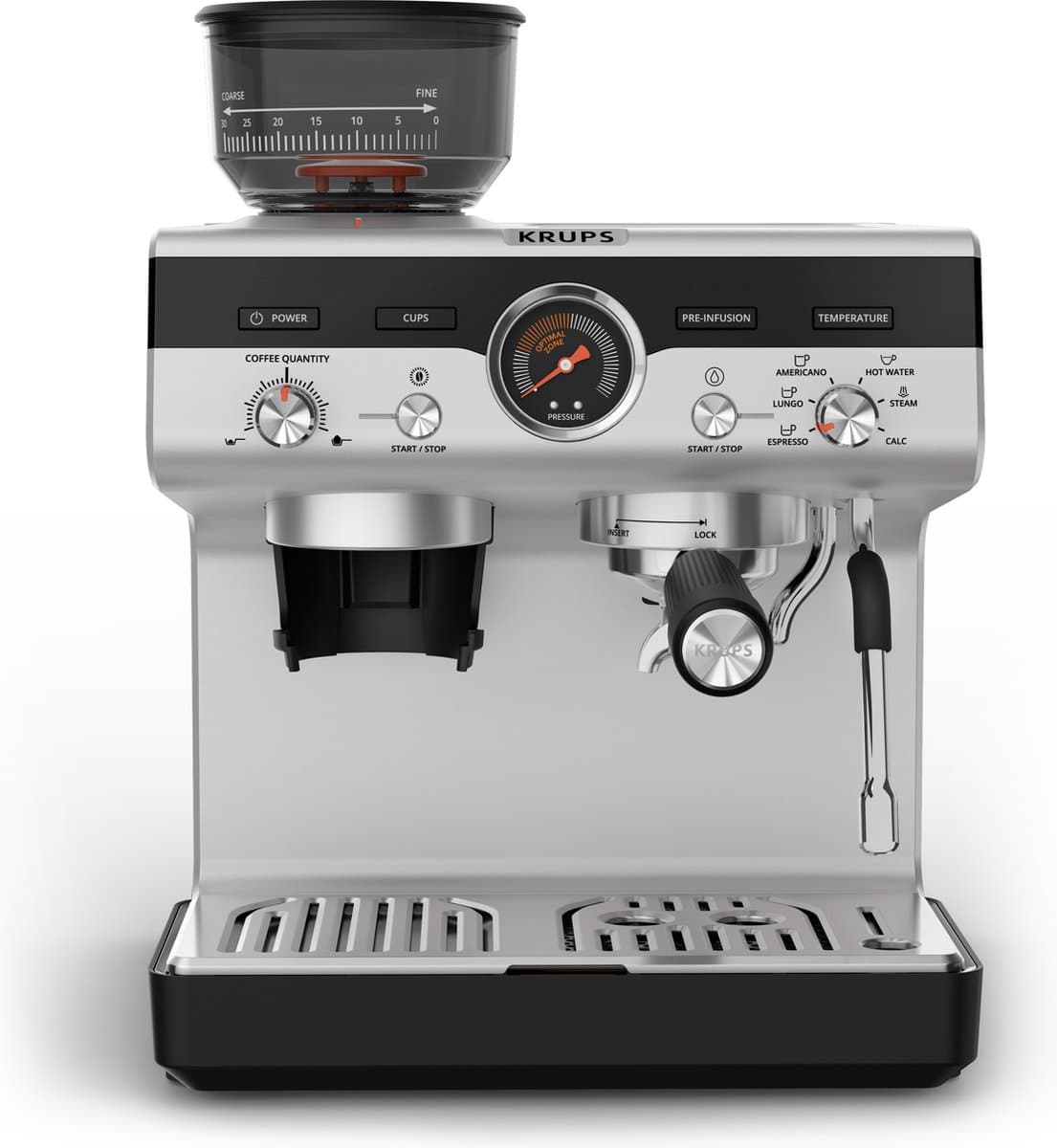 Krups Precision XP801T10 - Pistonmachine - Ingebouwde bonenmaler - Professionele Accessoires - 3,5L Waterreservoir - RVS - Geschikt voor Espresso, Cappuccino en Americano — afbeelding 1