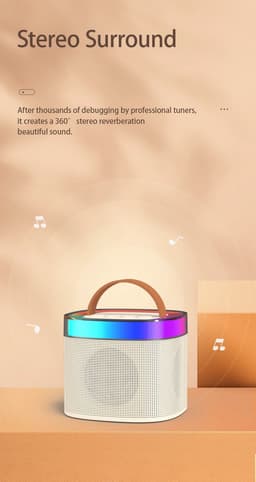 Viatel Creatieve Rgb Kleurrijke Verlichting Mini Karaoke Draagbare Draadloze Bluetooth Speaker Met Microfoon Outdoor Stereo Subwoofer — thumbnail 7