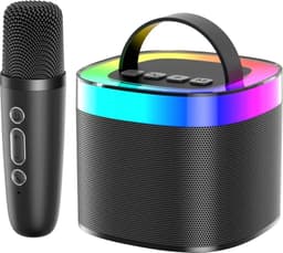 Viatel Creatieve Rgb Kleurrijke Verlichting Mini Karaoke Draagbare Draadloze Bluetooth Speaker Met Microfoon Outdoor Stereo Subwoofer — thumbnail 18