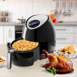 Quvo® Airfryer xl - Airfryer xxl - Heteluchtfriteuse - 4,5 Liter - anti-aanbakmand - Zwart -33cm x 33cm x 37cm — thumbnail 2