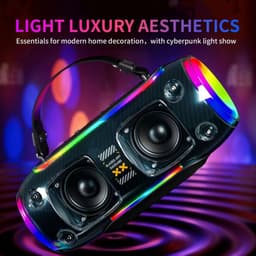 Bluetooth Speaker -Bluetooth Speaker Draadloos -Portable Bluetooth Speaker - Lichteffecten - Muziek Box - AUX - TWS mobiele koppeling-Twee microfoons-Zwart-Party Speaker – Geschikt voor Feest, Camping & Thuis — thumbnail 10