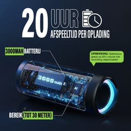 Muring Draadloze Bluetooth Speaker - Muziek Box - Tot 20 uur Afspeeltijd - TWS Pairing - Bluetooth 5.3 - Partybox - Luidspreker - Geluidsbox - Zwart — thumbnail 2