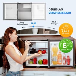 Stillstern - Mini-Koelkast - E - 45L - met Automatische Ontdooiing - Slot - Vriesvak - stil - ideaal voor keuken, kantoor, slaapkamer, hotels en kleine appartementen - Kleine koelkast - Minibar - Drankkoelkast — thumbnail 6