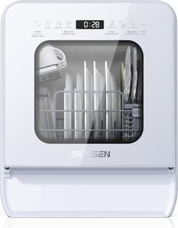 AIRMSEN Mini Vaatwasser - Vrijstaand - Watertank 5L - 9 Programma's - 4 Couverts - Compact (37x50 cm) - 24u Uitgestelde Start - Wit — thumbnail 1