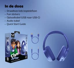 Fresh 'n Rebel Clam Junior - Koptelefoon kind - Kinder koptelefoon met Noise Cancelling - Draadloos (Bluetooth) & Bedraad – Inclusief Aux kabel (1m) - Starry Sky — thumbnail 6