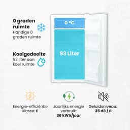 Salora COOLFREEZE47WH - Koelkast - Koelkast Tafelmodel - Koelkasten - 93 L - Wit - 2025 — thumbnail 5