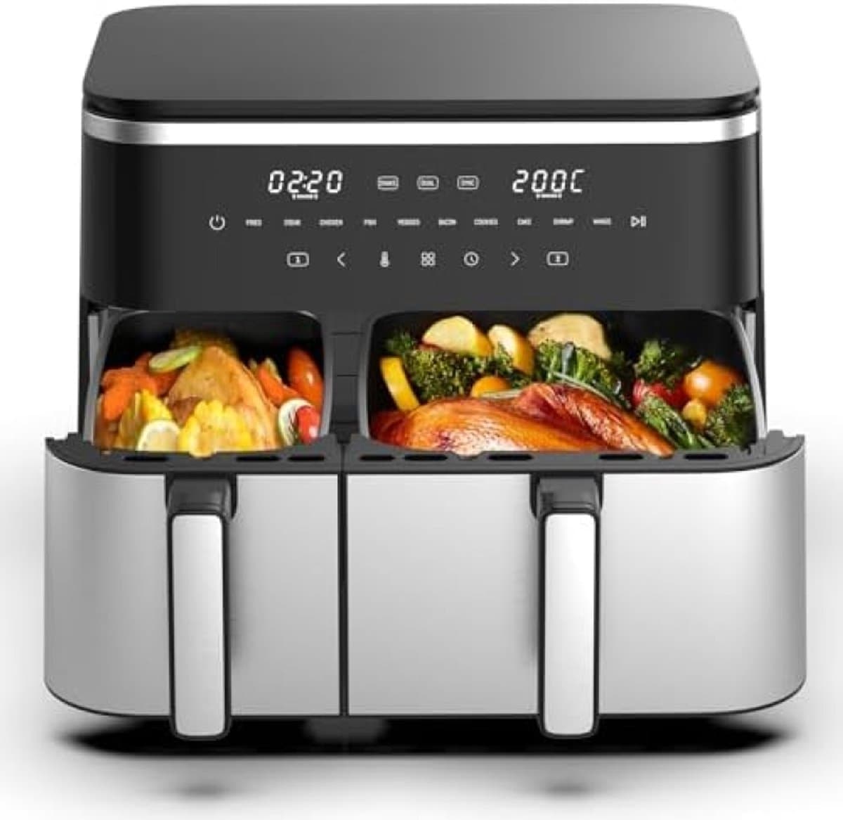Dubbele lucht friteuse met touchscreen - 11 liter capaciteit - Airfryer - twee lades — afbeelding 1