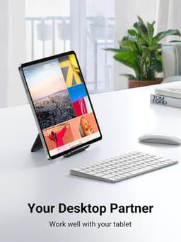 Gigicial Tabletstandaard - Verstelbare hoek - Geschikt voor tablets van 10 inch en kleiner - Antislip en krasbestendig - 1 stuk - Zwart — thumbnail 9