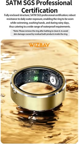 WizBay Premium Select® Aluminium Zilver Blush Smart Ring Dames Heren - Oplaad Case - Hypoallergeen - Hartslag & Slaap Monitor - IP68 Waterdicht - O2 Meting - Gesture Functie - Multiple Sport Modi - #11 — thumbnail 8