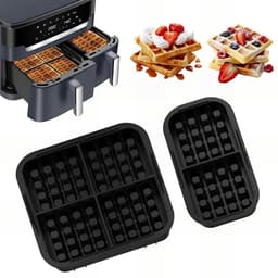 2 stuks wafelinzetstukken - geschikt voor Philips Airfryer 3000-serie (6L/3L) & Tefal EY9018 Airfryer - zwart — thumbnail 1
