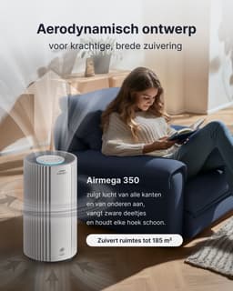 Coway Luchtreiniger – AIRMEGA 350 – met HEPA filter – Air Purifier – CADR 713 m³/u – voor grote ruimtes (tot 148 m²) – PM10 sensor – energiebesparende modus – Wit — thumbnail 5