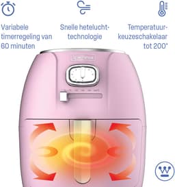 Westinghouse Retro Airfryer - 1500W - Heteluchtfriteuse - 4L - PFAS-Vrij - tot 200 Graden - Tot 4 personen - Roze — thumbnail 2