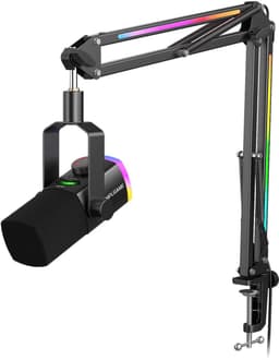 FIFINE - AM8 PRO T - USB / XLR Studio microfoon - PC-Gaming Met Flexibele RGB Arm ( 66cm! ) - Geschikt voor PC/PS4/PS5 - RGB - Podcast - Gaming - Streaming - Zwart — thumbnail 1