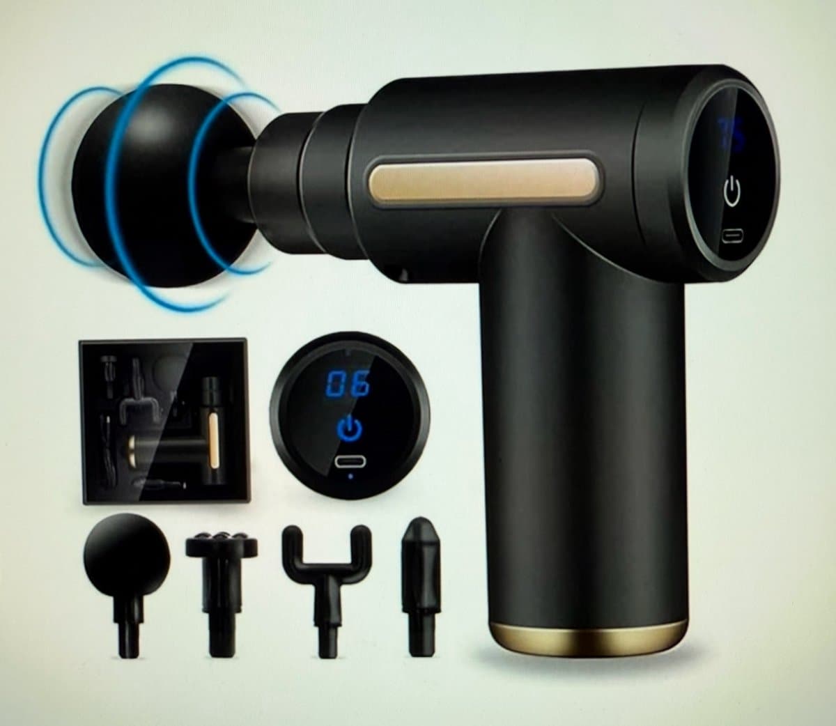 Massage Gun - Professioneel Massage Apparaat - Mini Massage Pistool - Inclusief 4 Opzetstukken — afbeelding 1