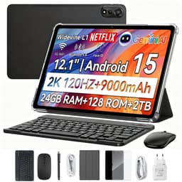 Blackview MEGA 2 Tablet Sets - 4G LTE+WiFi - 12 Inch - 24GB RAM - 128GB - Met Toetsenbord(QWERTY), Beschermhoes, Muis, Stylus - Android 15 - Widevine L1 - 9000mAh - Grijs — thumbnail 1