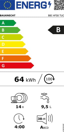 Bauknecht | B8I HF58 TUC | inbouw vaatwasser | Energielabel B | Auto deur opening — thumbnail 3
