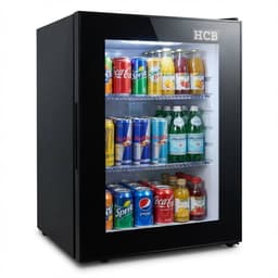 HCB® - Professionele Horeca Minibar koeling - 40L - Mini Koelkast met glazen deur - Kleine drankenkoelkast - D - Zwart - Flessenkoelkast - Bier koelkast - tafelmodel - 42.2x40x56.8 cm (DxBxH) - 13 kg - Frigo - 9968 — thumbnail 1
