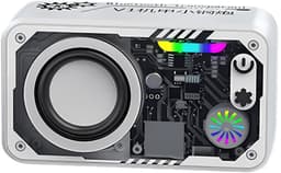 Fivesquare SteelCannon RGB Speaker – Mini Bluetooth Speaker met Transparant Industrieel Design, 5W Bass & RGB Ambient Licht Wit — thumbnail 1