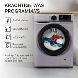 Heinner HWM-M814IVNSA+++ Slanke Wasmachine 8 kg – 15 programma’s – 1400 tpm – Energieklasse A – Inverter Motor – LED-Display – Kinderslot – Zilver – 5 Jaar Garantie — thumbnail 8
