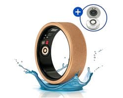 SyncGear Smart Ring - Slimme Ring voor Dames Met Oplaadcase – Stappenteller - Activity Tracker - SpO2 - Zonder Abonnementskosten - IP68 Waterdicht - Nederlandse App - Maat 7 (Europese Maat 54) - Kleur: Rose Goud
