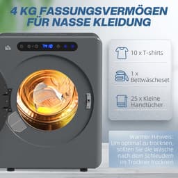 HOMCOM Wasdroger Roestvrij staal, ABS 49L x 43B x 61H cm Grijs — thumbnail 6