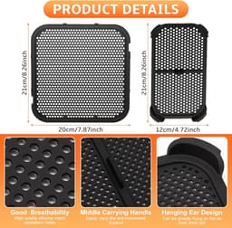 2 stuks siliconen spatbescherming accessoires voor Philips Airfryer 3000 Dual Basket NA350, Airfryer accessoires voor Philips Steam Airfryer 5000 Series Dual Basket, siliconenvorm spatbescherming voor — thumbnail 7