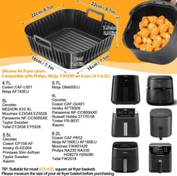 3 stuks 4,7L-6,2L Airfryer siliconenvorm accessoires voor Philips Essentia XL Airfryer 6,2L HD9270/2000 Series NA230, COSORI Turboblaze CAF-DC601, Ninja 6,2L heteluchtfriteuse AF180EUCP AF140EU inzet — thumbnail 4