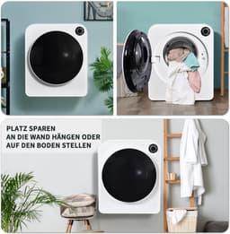 Re-purelife® Compacte Wasdroger met Afvoer voor Kleine Ruimtes - 3 kg Capaciteit - 5 Programma's - Energieklasse G - Geschikt voor Opbouw of Opstelling - Stille Werking - 49x39x59 cm - Wit — thumbnail 4