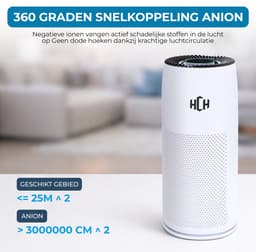 HCH Luchtreiniger - Air Balance - Air Purifier - HEPA filter - Werkt tegen huisstofmijt, hooikoorts, allergie en stof - 3 standen + slaapstand en automatische stand - Luchtkwaliteit indicator - 500 m² - CADR 300 m³/h - Stil, 20 db — thumbnail 6