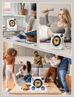 CD Speler - Bluetooth Speaker - Witte Multifunctionele Audiospeler - Met USB, AUX & Remote - Slaaptimer & Batterij - Voor Muziek in Huis — thumbnail 4