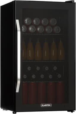Klarstein Drankkoeler minikoelkast met glazen deur, minikoelkast voor op de kamer, kleine met verstelbare schappen, kleine koelkast van 80 liter, stille koelkast voor binnen en buiten - Drankkoelkast - Touch - Zwart - Drankenkoeler — thumbnail 6