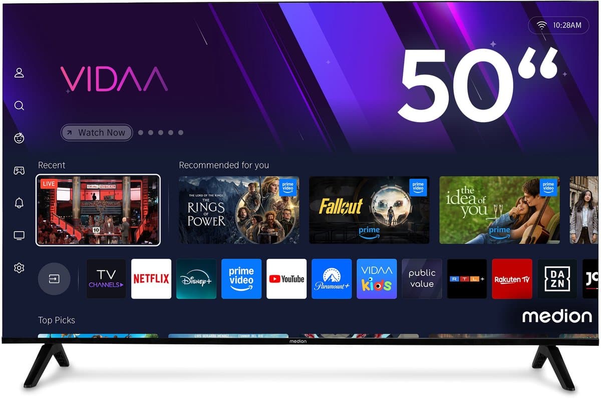 MEDION 125,7 cm (50″) QLED Ultra HD TV (Smart-TV, 4K, Dolby Vision HDR, VIDAA Store, Prime Video, Disney+, DAZN, Paramount+, Dolby Atmos, HbbTV, PVR, Bluetooth, MD 850601) — afbeelding 1