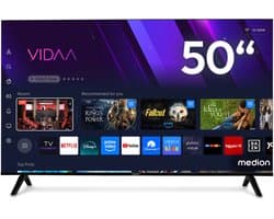 MEDION 125,7 cm (50″) QLED Ultra HD TV (Smart-TV, 4K, Dolby Vision HDR, VIDAA Store, Prime Video, Disney+, DAZN, Paramount+, Dolby Atmos, HbbTV, PVR, Bluetooth, MD 850601)