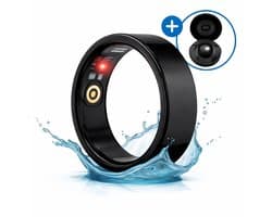 SyncGear Smart Ring - Slimme Ring voor Heren & Dames Met Oplaadcase – Menstruatiecyclus - Activity Tracker - SpO2 - Stappenteller - Hartslagmeter - Nederlandse App - Maat 7 (Europese Maat 54) - Kleur: Zwart