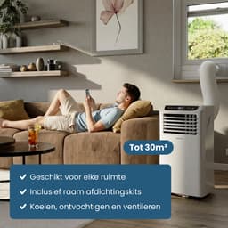 Auronic Mobiele Airco - 10.000 BTU - 4-in-1 - Airconditioning met 2 Raamafdichtingskits - Ventilator - Ontvochtiger - Tot 25m² - Wit — thumbnail 3